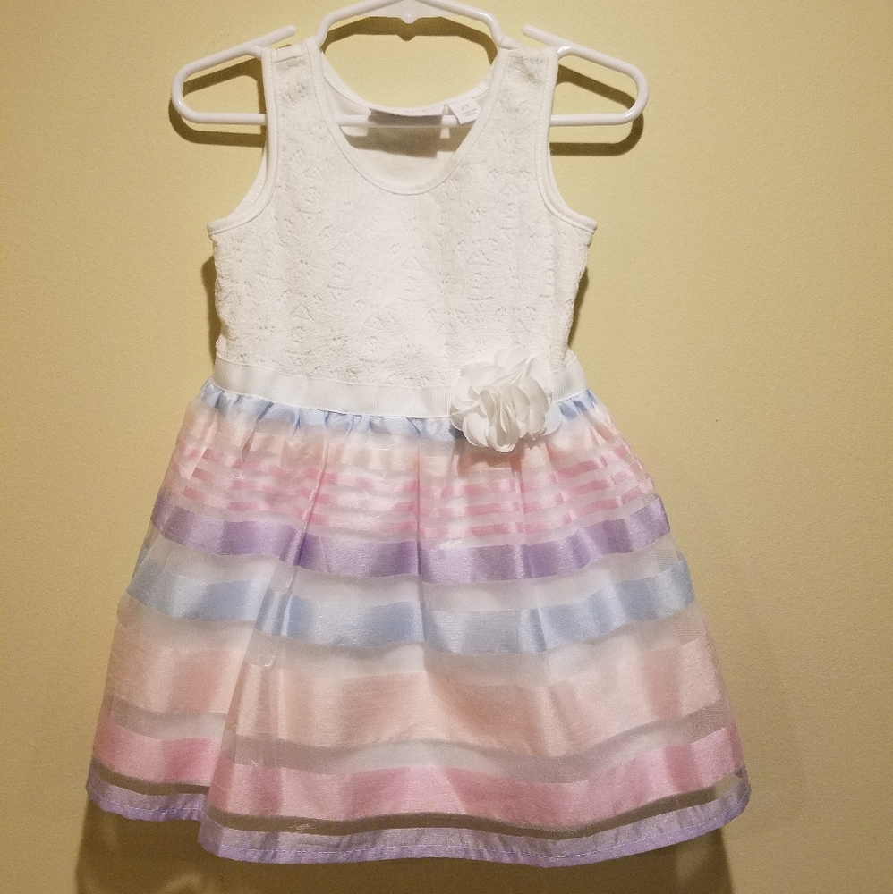 Children's Place 2T White with Pink Stripes Dress